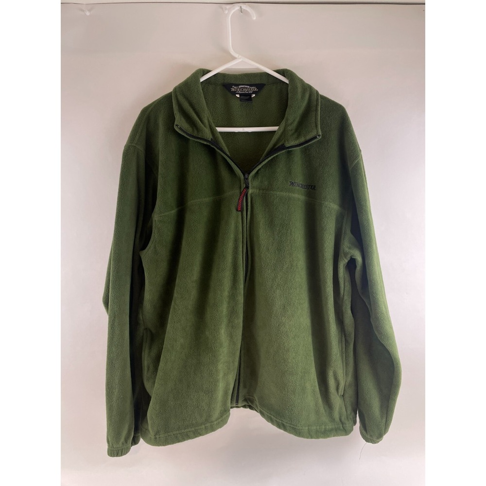 Winchester Sweater, Men's Size Large 42-44, Green, Fleece, Full Zip, EUC